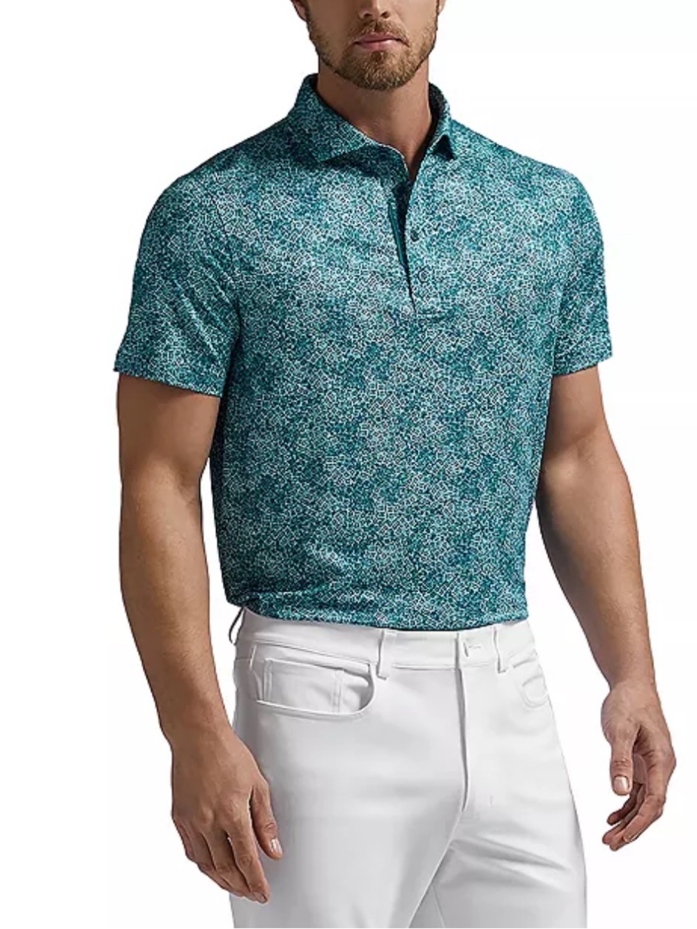 G/Fore Men’s Hydrangea Tech Jersey Polo Shirt Sz L Harbor Blue Performance NEW